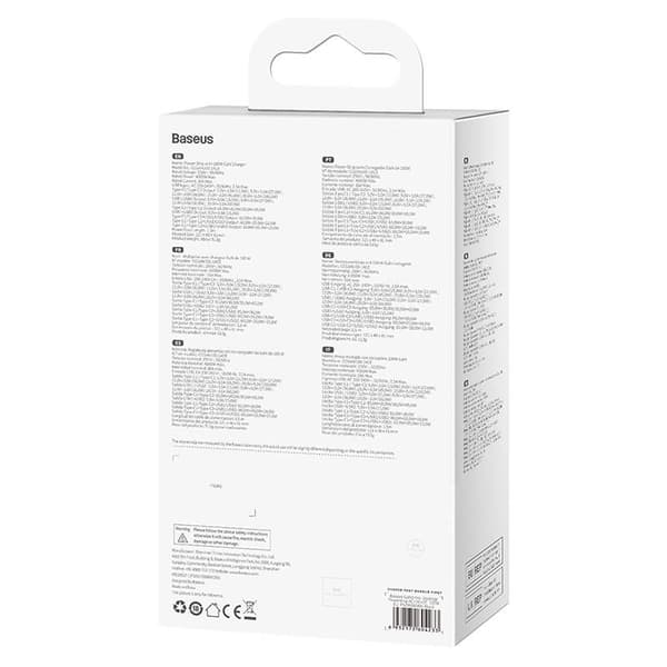 Baseus GaN3 Pro väggladdare / powerstrip 2xUSB + 2xUSB-C + AC, 100W (svart)