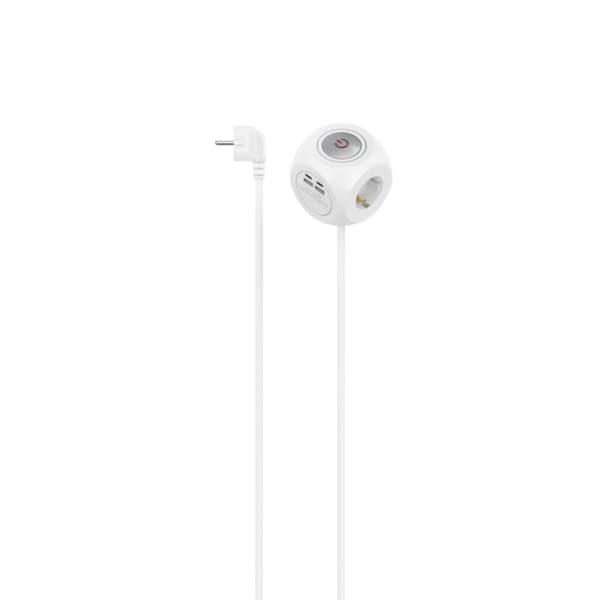 Hama Power Strip Cube 3-vejs USB-C/A 17 W Med Switch 1,4 M Hvid