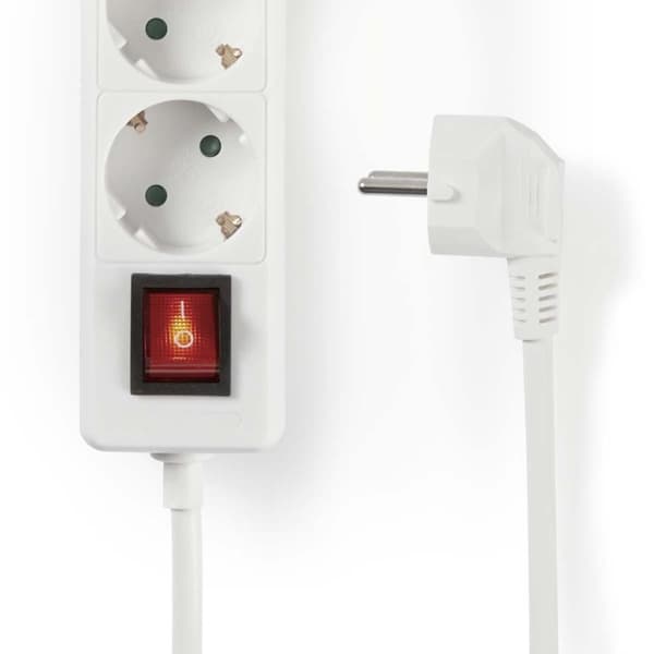 Nedis EXSO315F2WTB Power Strip 3-vejs 1,5 M tænd/sluk-knap hvid