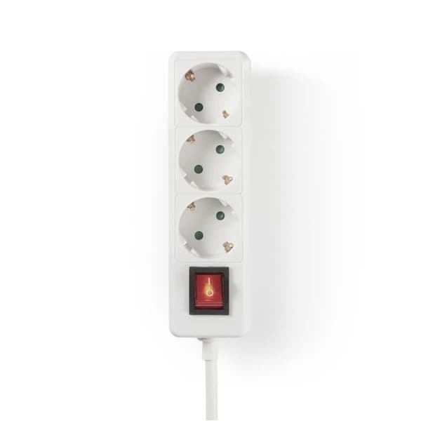 Nedis EXSO315F2WTB Power Strip 3-vejs 1,5 M tænd/sluk-knap hvid
