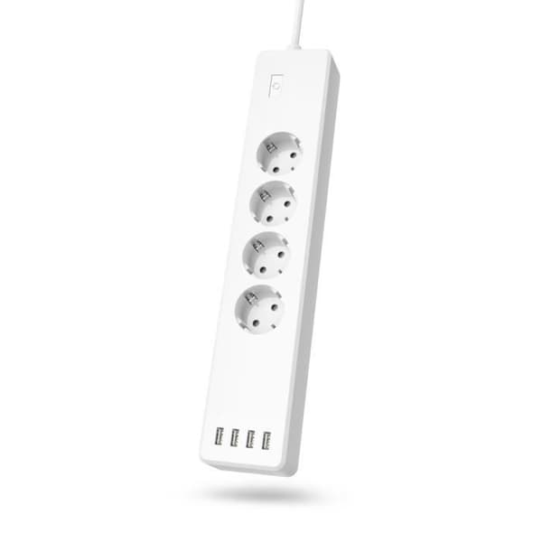 Multiprise WLAN - Ej specificerad - 4 uttag - Individuell justering - Överspänningsskydd - 4 USB