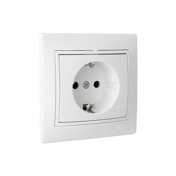 Bipolär bas - GENERISK - T/Tl 16a 250v - Silverkontakter - Enkel uttag - Vit