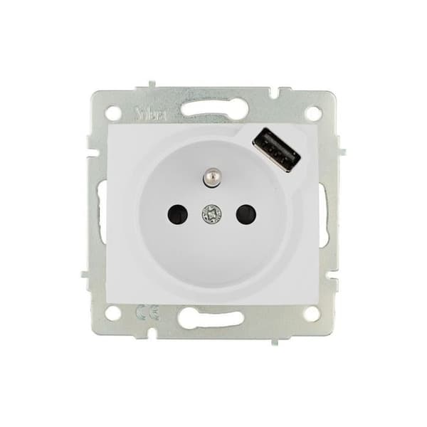 Bipolar Base T/Tl 16a 250v Med Usb - GENERIC - Fyrkantig - Flera uttag - Vit