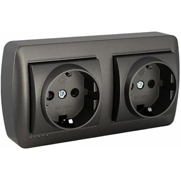 Vägguttag - SOLERA - Dubbel - 2P+E - Grafit 16A 250V