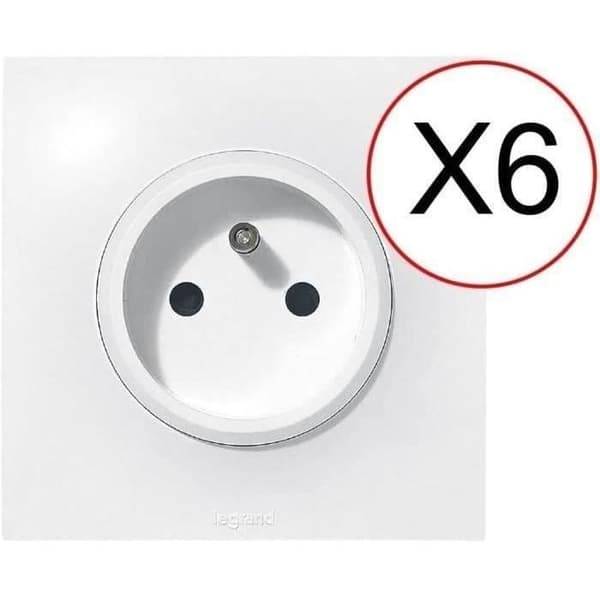 Set med 6 Neptune LEGRAND 2P+E uttag
