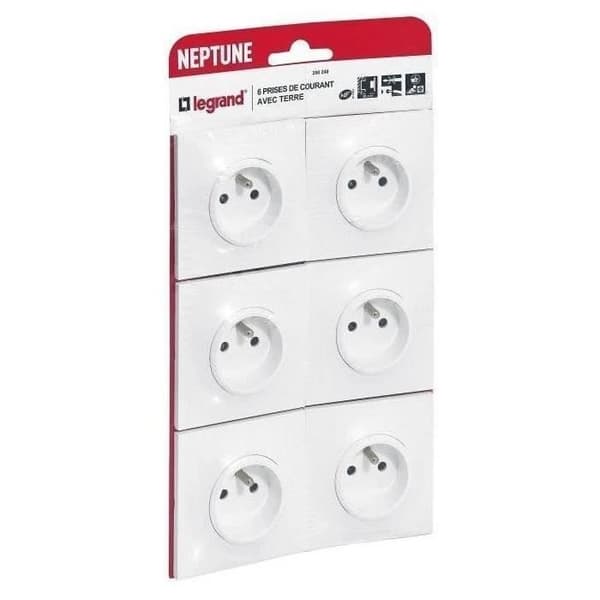 Set med 6 Neptune LEGRAND 2P+E uttag