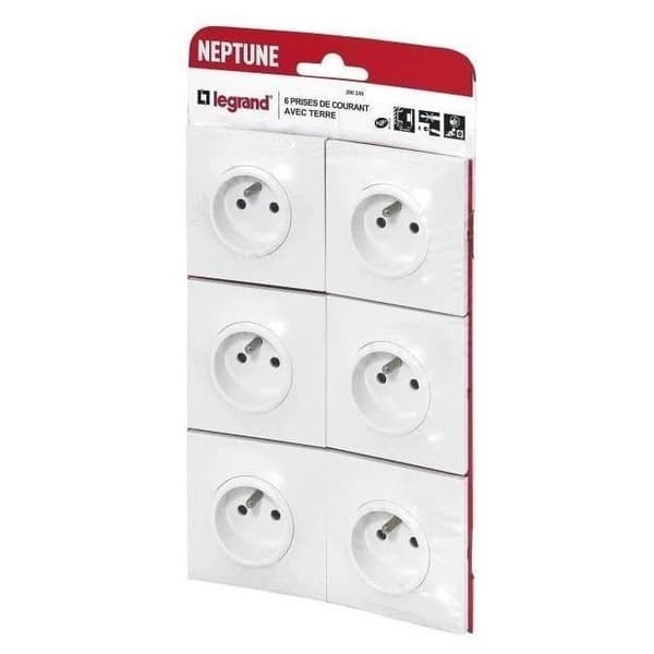 Set med 6 Neptune LEGRAND 2P+E uttag