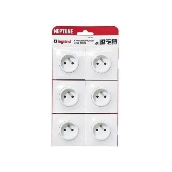 Set med 6 Neptune LEGRAND 2P+E uttag