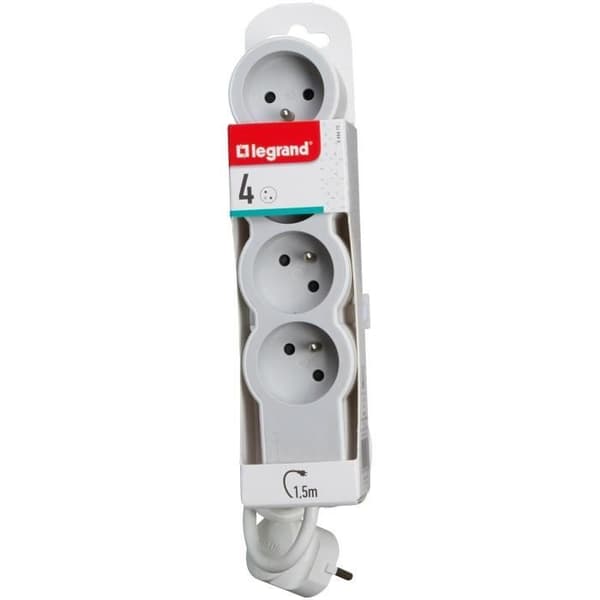 LEGRAND Multisockel FB 4x2P+E standard 1,5m 1mm² - Vit och grå