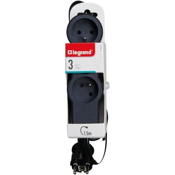 LEGRAND Multisockel FB 3x2P+T standard 1,5m 1mm² - Svart