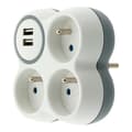 Miniatyrbild 4 av 6: Triplite 16A 2P+T + 2 USB-portar - ZENITECH - Vit och grå - Multikontakt klar för installation