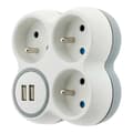Miniatyrbild 5 av 6: Triplite 16A 2P+T + 2 USB-portar - ZENITECH - Vit och grå - Multikontakt klar för installation