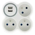 Miniatyrbild 2 av 6: Triplite 16A 2P+T + 2 USB-portar - ZENITECH - Vit och grå - Multikontakt klar för installation