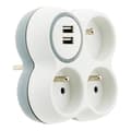 Miniatyrbild 1 av 6: Triplite 16A 2P+T + 2 USB-portar - ZENITECH - Vit och grå - Multikontakt klar för installation