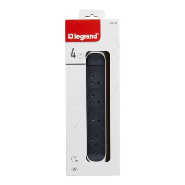 LEGRAND grenuttag - FB 4x2P+T roterbar och fixerbar prenium - Vit/svart