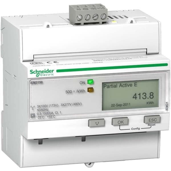 Schneider digitalt trefasigt energimätare iEM3150 63 A direktklass 1 - A9MEM3150