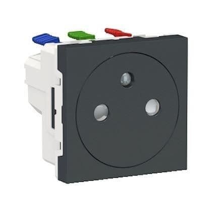 Unica uttag - SCHNEIDER - 2P+E - Antracit - 90° - spolning - snabbkoppling