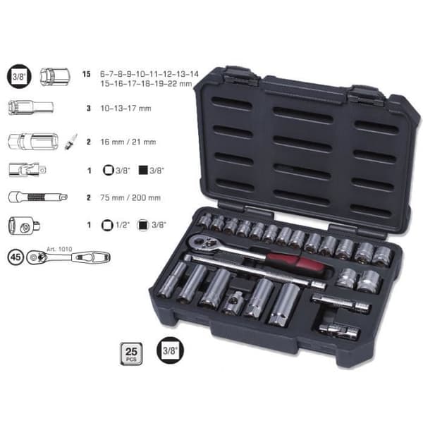 3/8" uttagssats 25 st - KRAFTWERK 1012