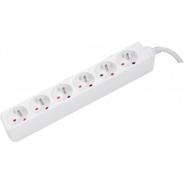 CONECTICPLUS Grenuttag elektriskt 6 uttag utan strömbrytare 80cm vit