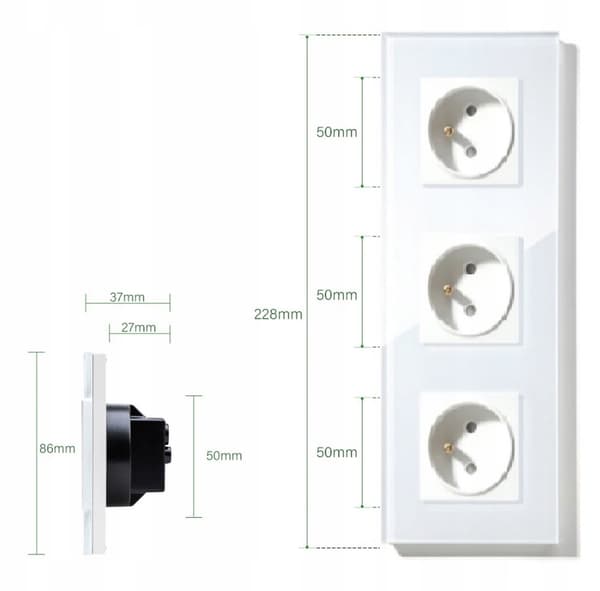 TRIPLE HERMETISK EL-UTTAG av GLAS