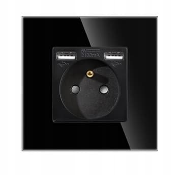 ENKEL GLAS STIK 2x USB-A KONTAKT 16A