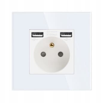 ENKEL GLASUTTAG 2x USB-A KONTAKT 16A