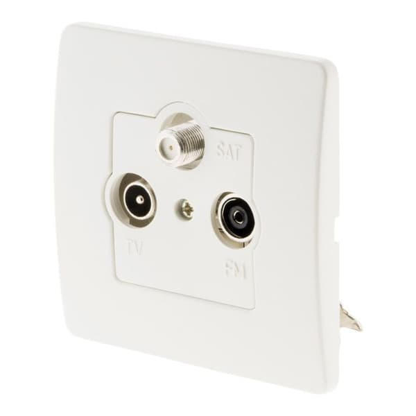 Prise TV Ø9,52mm + SAT + FM - Vit - Venus - Zenitech