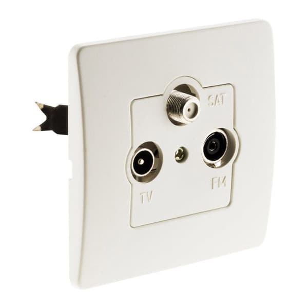 Prise TV Ø9,52mm + SAT + FM - Vit - Venus - Zenitech