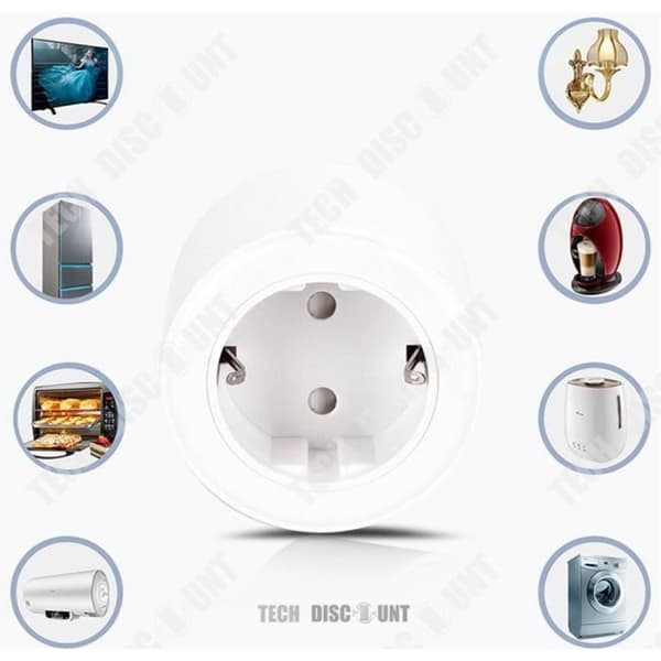 Smart uttag - TD® - WIFI-anslutning - Röststyrning - Maximal belastning 16A - Effekt 4000W