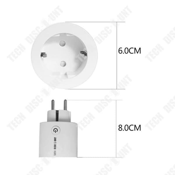 Smart uttag - TD® - WIFI-anslutning - Röststyrning - Maximal belastning 16A - Effekt 4000W