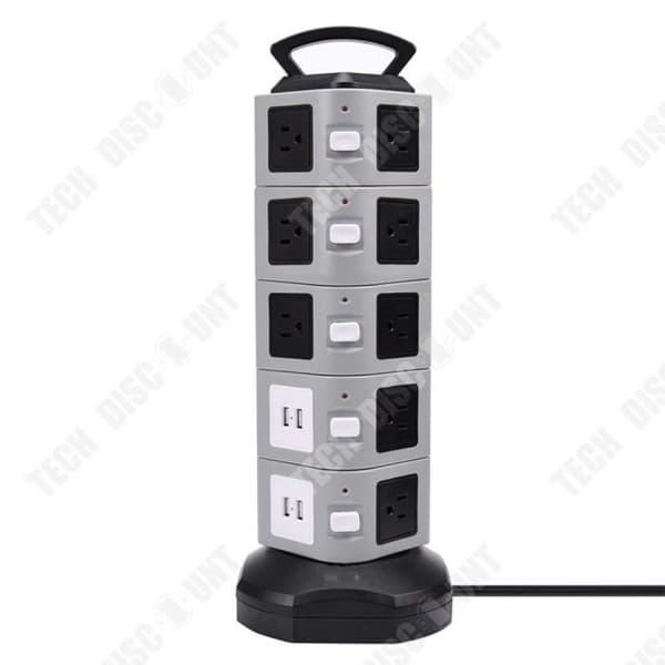 TD® Smart Socket Med 4 USB Överspänningsskydd Brandfördröjare Rotationsdesign 5 lager av uttag