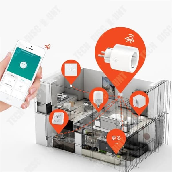 TD® WiFi Smart Socket Bluetooth Gateway 2 i 1 App Timing Fjärrkontroll Socket 16A Smart Home