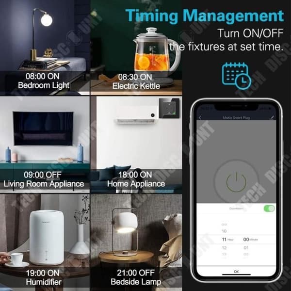 TD® Fjärrkontrolluttag 16A smart uttag wifi APP kontrolluttag överbelastningsskydd smart hem