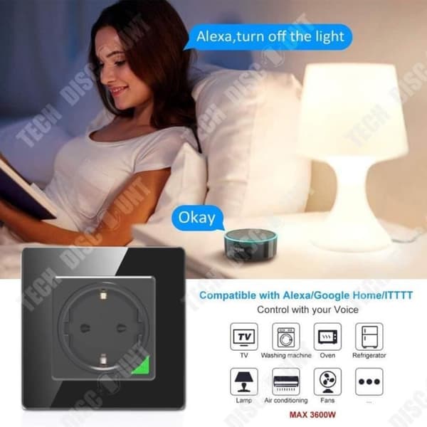 TD® Fjärrkontrolluttag 16A smart uttag wifi APP kontrolluttag överbelastningsskydd smart hem