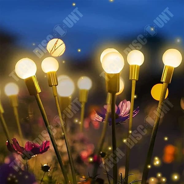 TD® Solar Lawn Lamp Trädgårdslampa LED Firefly Golvlampa Trädgårdsdekoration Semesterlampa Gunga 2 Pack