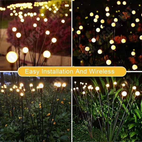 TD® Solar Lawn Lamp Trädgårdslampa LED Firefly Golvlampa Trädgårdsdekoration Semesterlampa Gunga 2 Pack