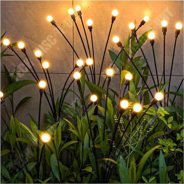 TD® Solar Lawn Lamp Trädgårdslampa LED Firefly Golvlampa Trädgårdsdekoration Semesterlampa Gunga 2 Pack