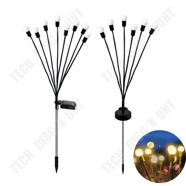 TD® Solar Lawn Lamp Trädgårdslampa LED Firefly Golvlampa Trädgårdsdekoration Semesterlampa Gunga 2 Pack