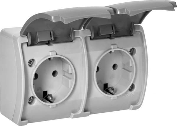 Prise Orno - OR-OE-7106(GS)/GR - DUBBELUTTAG 2x2P+MED SCHUKO