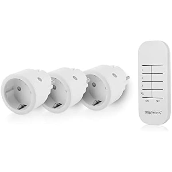 Smartwares Plug &amp; Connect Home Automation Kit - 3 inomhusuttag och 3-kanals fjärrkontroll - För vitvaror och