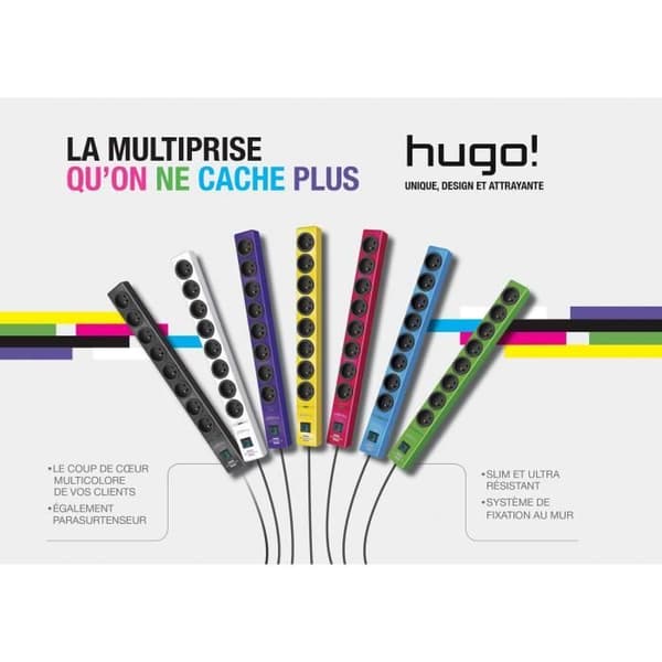 Multiprise - BRENNENSTUHL - hugo! - 8 uttag - 2m kabel - Överspänningsskydd upp till 19.500A