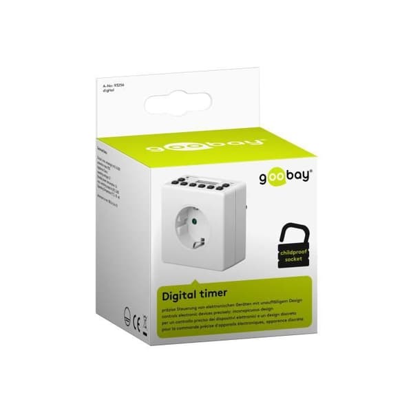 goobay Digital Timer AC 230V Automatisk strömbrytare Vit-93256