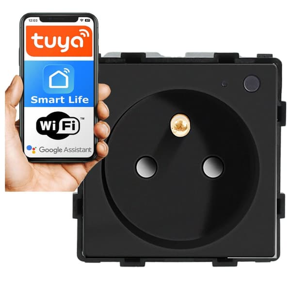 El-stik modul med pin 230V Wi-Fi sort