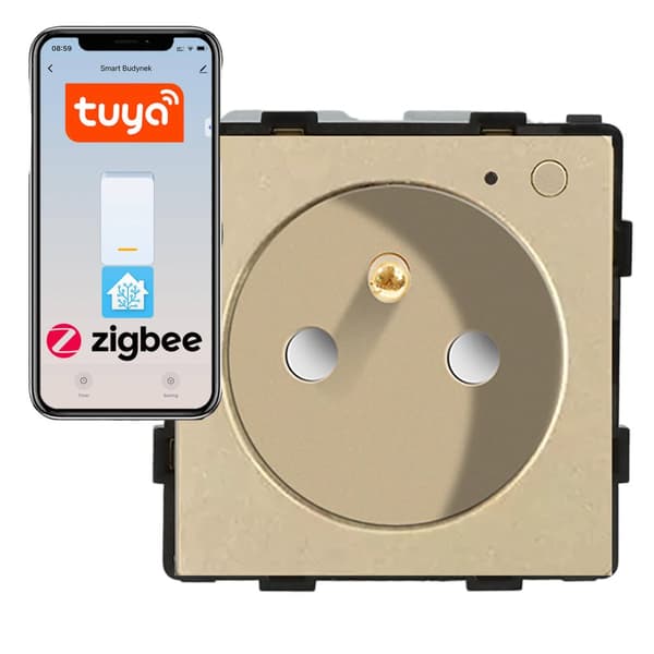 Sähköpistokemoduuli nastalla 230V ZigBee kultaa