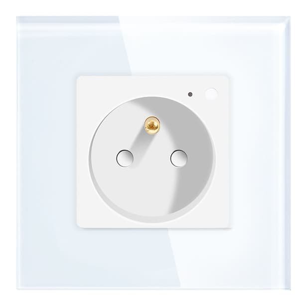 Eluttag med stift 230V enkel Wi-Fi Vit med glasram__