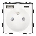 Miniatyrbillede 1 af 6: El-stik modul med hurtig USB oplader AC 230V enkelt hvid 20W 4A