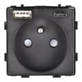 Miniatyrbillede 1 af 6: El-stik modul med hurtig USB oplader AC 230V enkelt sort 20W 4A