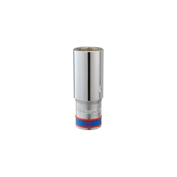 Lång metrisk 6-punktssockel 1/2" - KING TONY - 18 mm - Kromvanadin - Polerad kromfinish