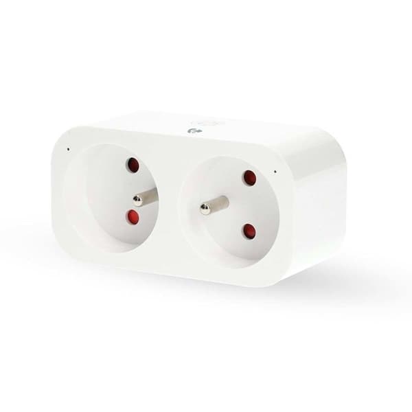 Smart Plug Wi-Fi Dubbel SmartLife IP21 Wattmätare 3680W Typ E Frankrike Nedis Vit
