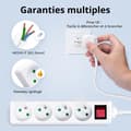 Miniatyrbild 3 av 4: INN Multiprise elektrisk Block 4 Uttag 16A Linjelängd 3M med Strömbrytare med Barnsäkerhet Vit Grenuttag Multipris